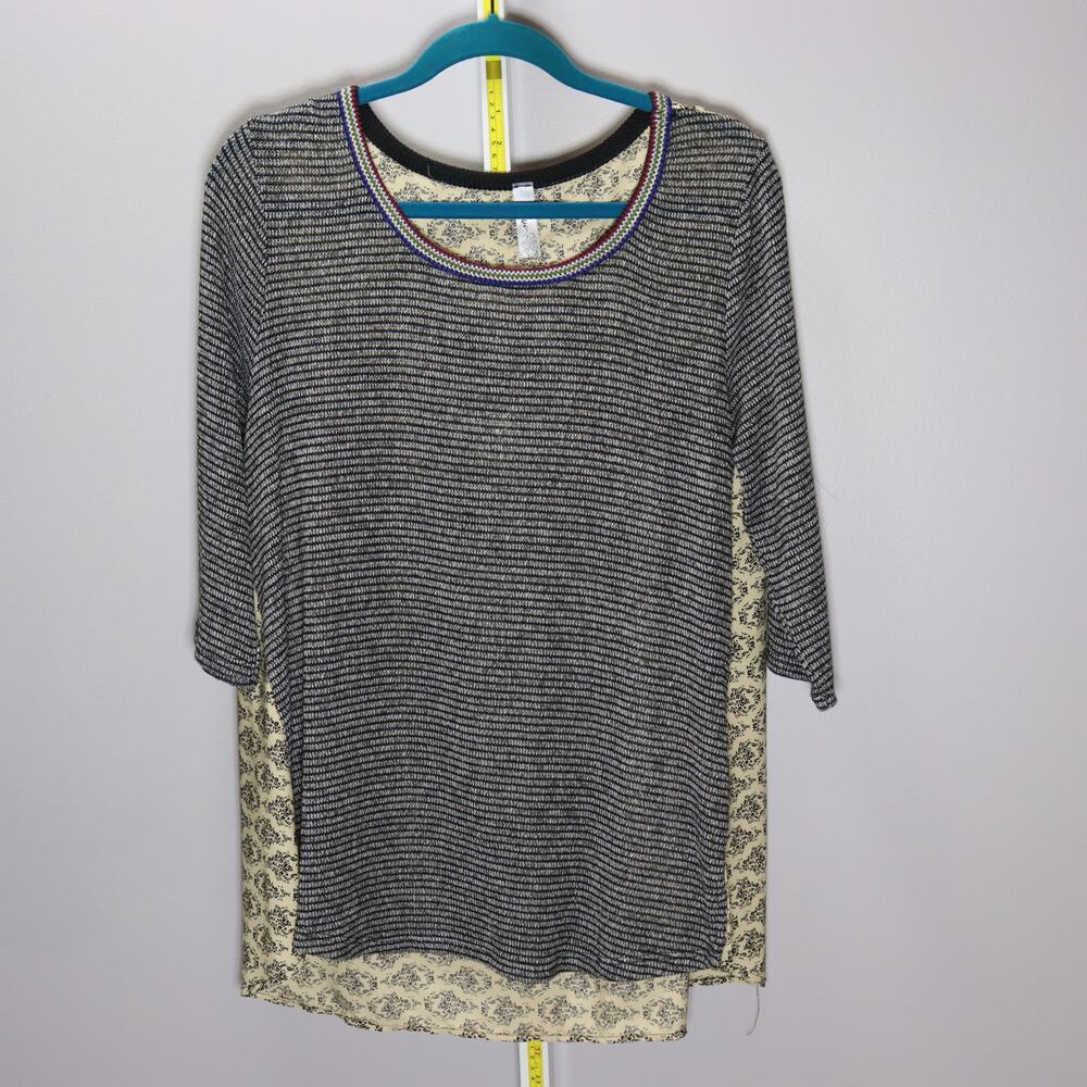 XCVI‎ Plus Mixed Media Knit & Print 3/4 Sleeve Tunic Size XL / 1X